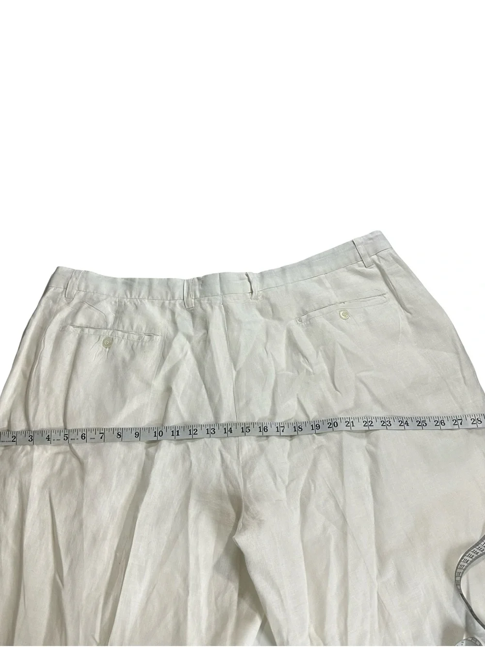 Vtg Royale Prestige White Linen Dress Pants Sz 46x32 Pleated Trousers Cuffed